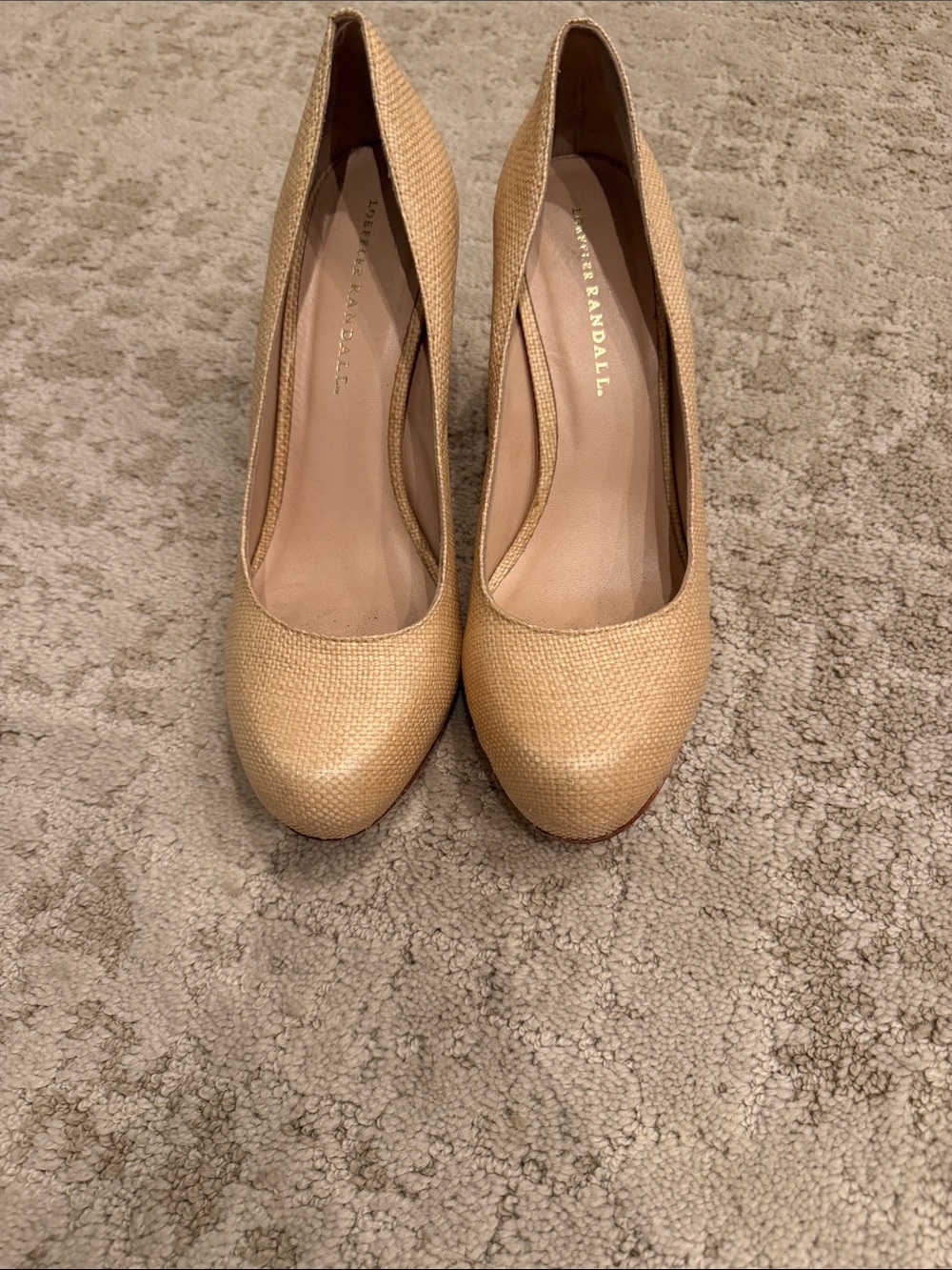 Loeffler Randall Tan Woven Round-Toe Pumps